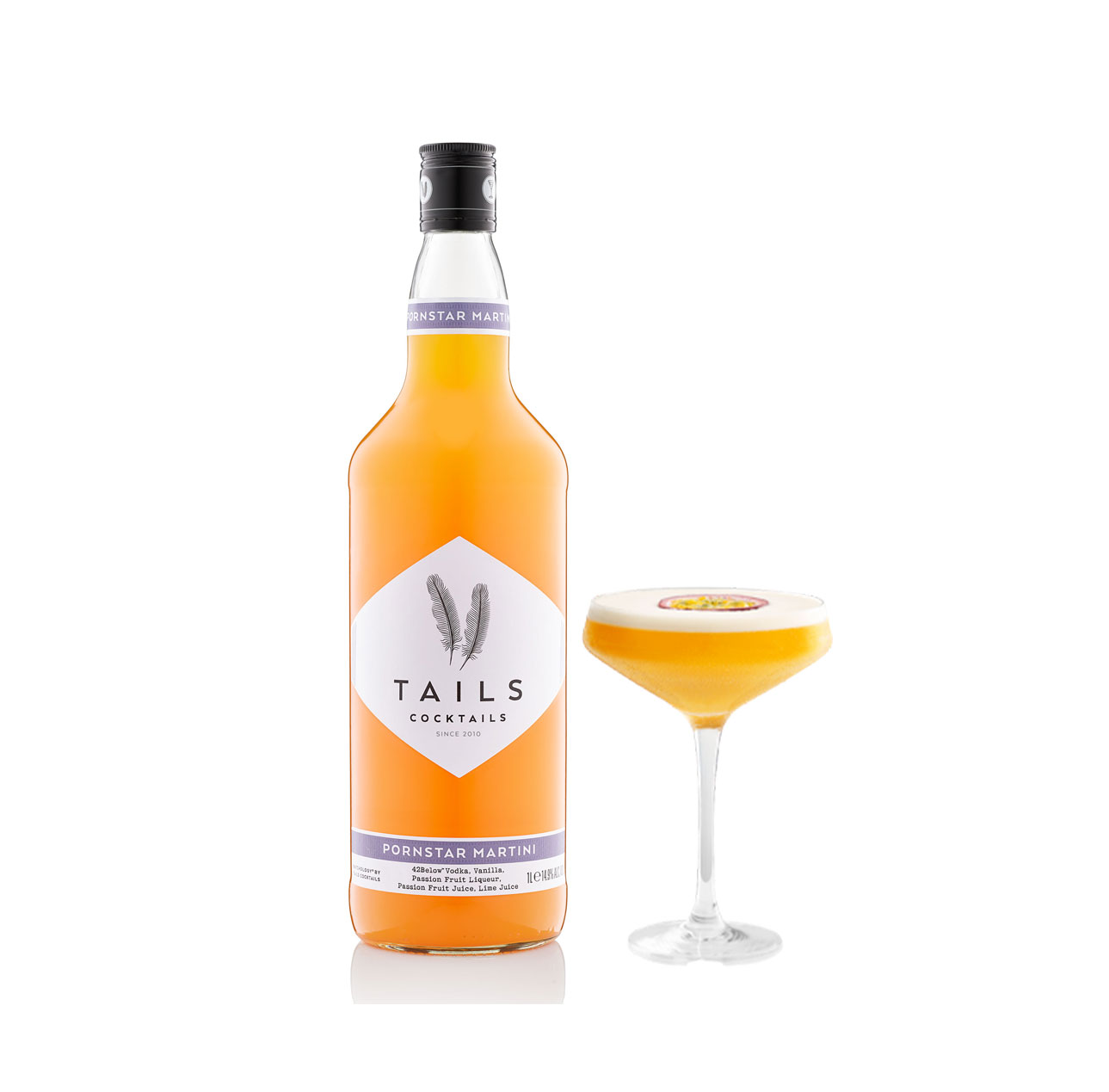 Tails Cocktails 2er Set Pornstar Martini 2x 1L (14,9% Vol) Fertig Cocktail Ready to Drink - [Enthält Sulfite]
