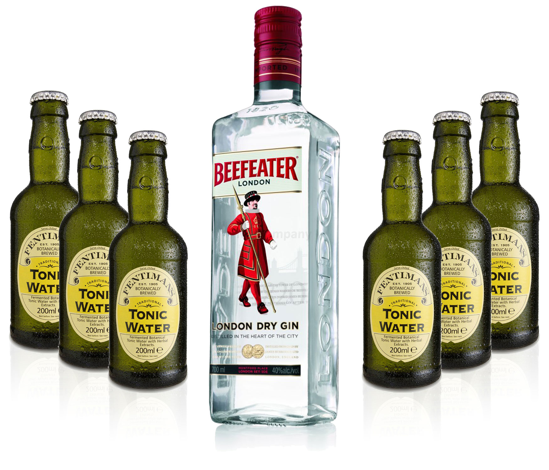 Gin Tonic Set - Beefeater Dry Gin 0,7l 700ml (40% Vol) + 6x Fentimans Tonic Water 200ml - Inkl. Pfand MEHRWEG