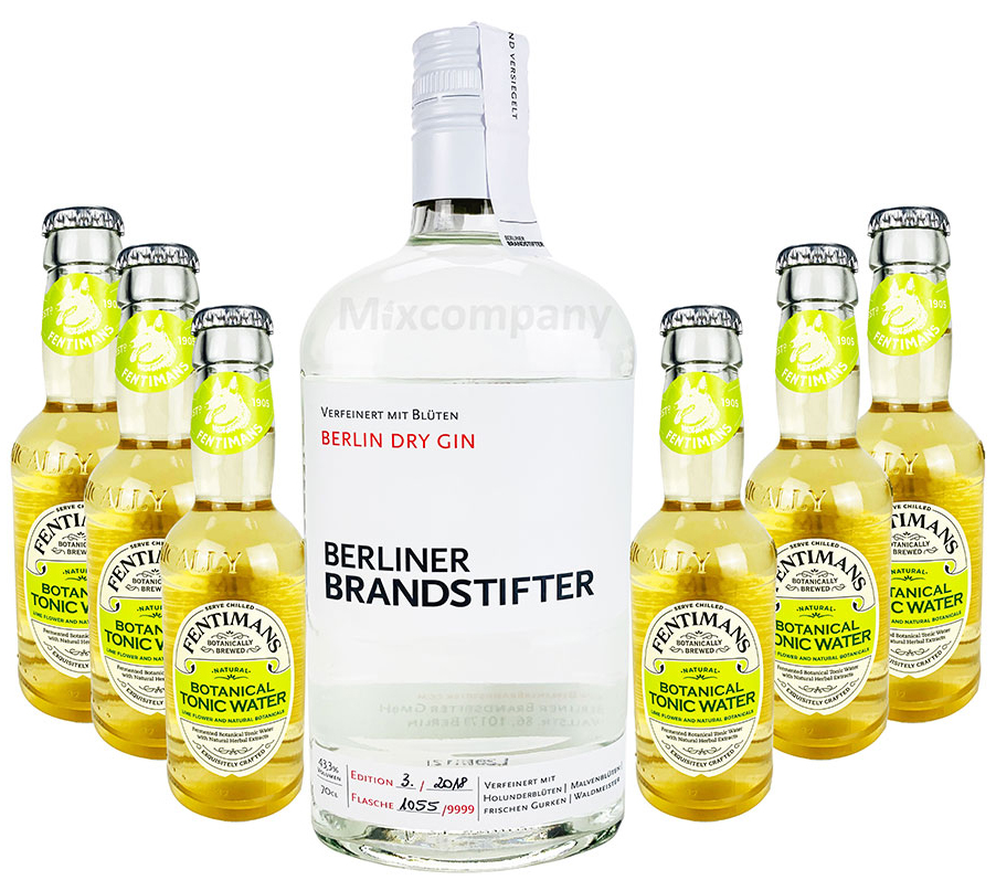 0,7l Berlin Tonic 6 Water Bar (43,3% | Cocktail Vol) Dry 6911 Gin Longdrink Sammlung Fentimans Gin Botanical inkl. MEHRWEG PFAND- Tonic x Sulfite] + [Enthält Brandstifter 0,2l