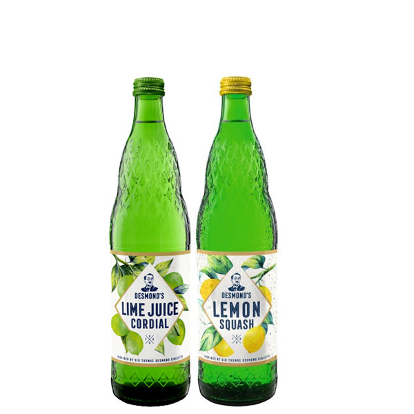 Desmonds 2er Tasting Lemon Squash + Lime Juice Cordial je 0,75L Limettensaft Zitronensaft 