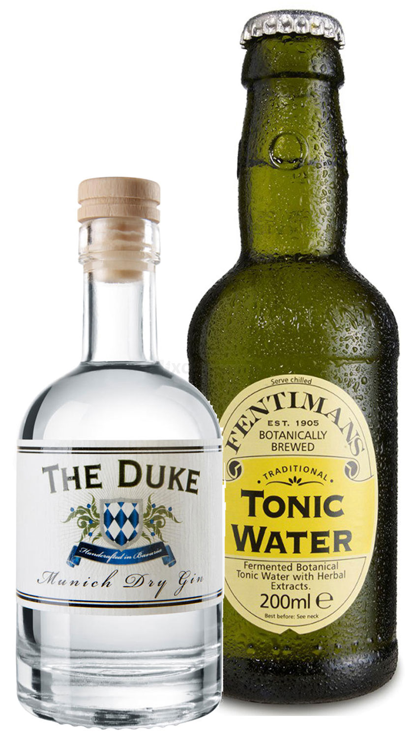 Gin Tonic Probierset - The Duke Munich Dry Gin 100ml (45% Vol) + Fentimans Tonic Water 200ml inkl. Pfand MEHRWEG