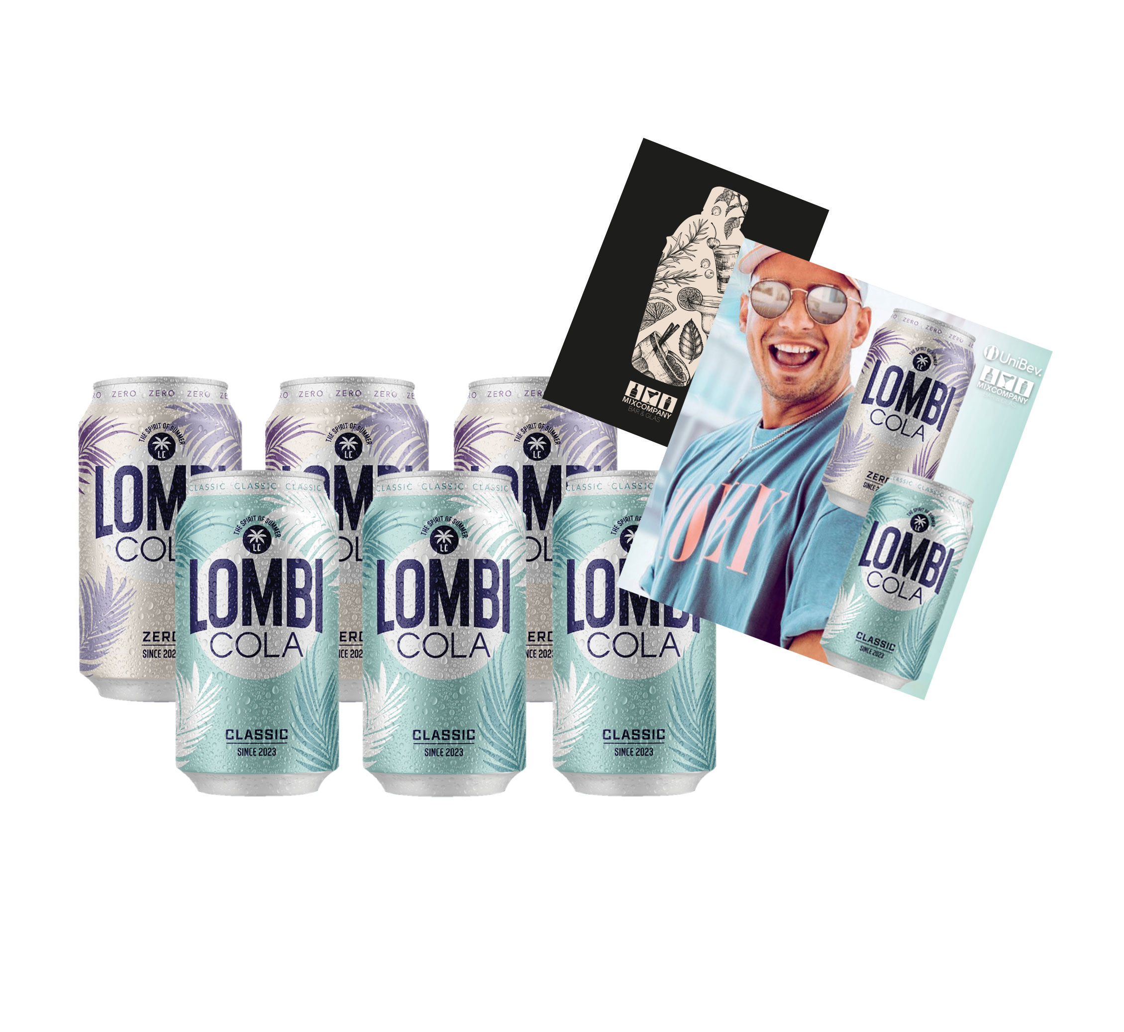 Lombi Cola - Sänger Pietro Lombardi 6er Mix Set - 3x Lombi Cola + 3x Lombi Cola ZERO je 0,33L mit Lombi Postkarte inkl. Pfand EINWEG