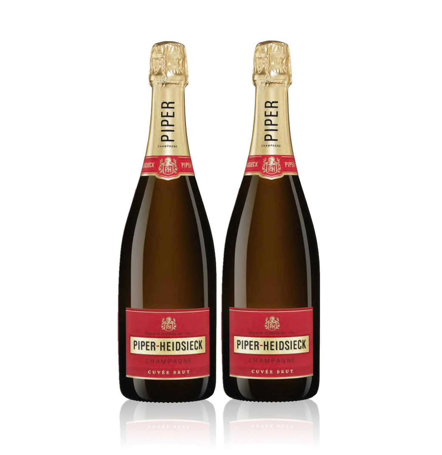 Piper Heidsieck 2er Set Cuvee Brut Champagner 2x 0,75l (12% Vol) Champagner- [Enthält Sulfite]