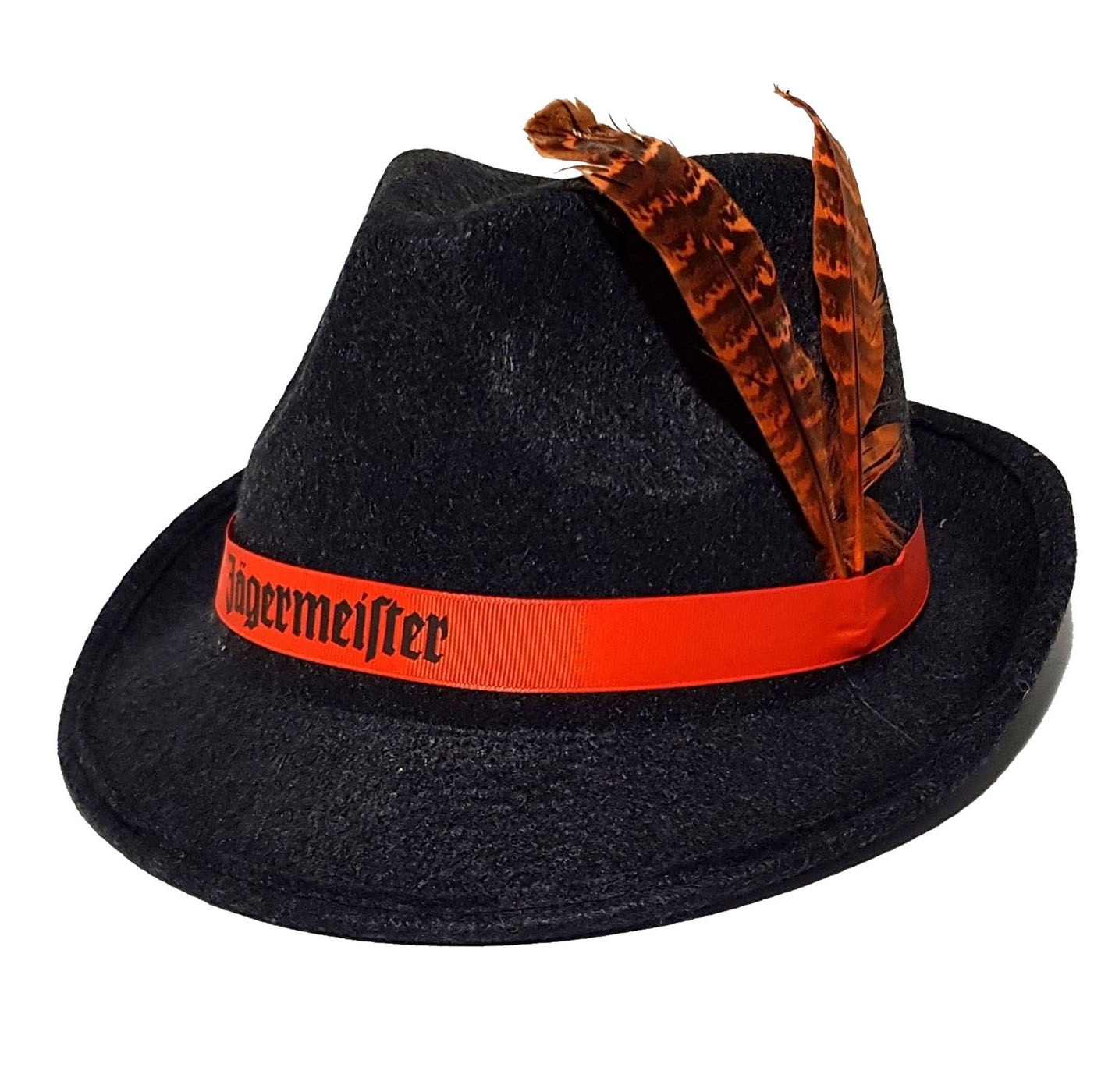 Jägermeister Hut / Trachtenhut / Filzhut mit Feder orange Material : 100% Polyester