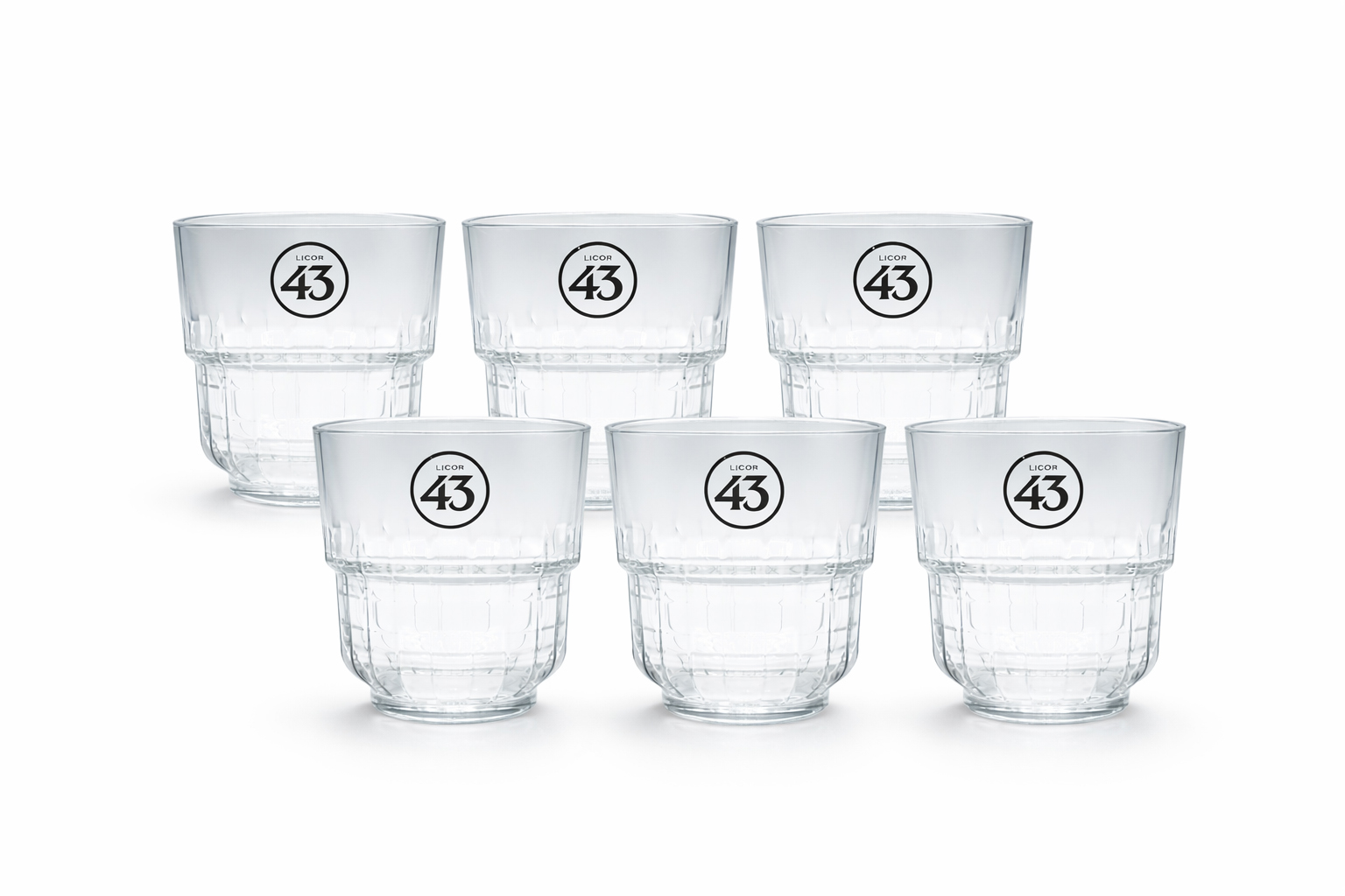 Licor 43 Gläser 6er-Set – 6x Original Tumbler mit schwarzem Logo – Hochwertige Likör- & Shotgläser aus Glas