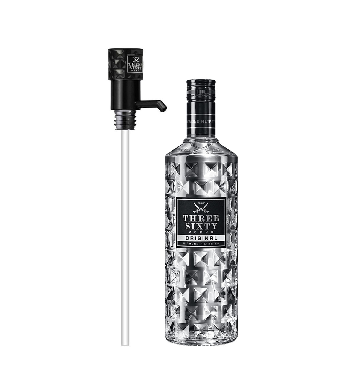 Three Sixty Vodka 3L (37,5% Vol) + Pumpe -[Enthält Sulfite]